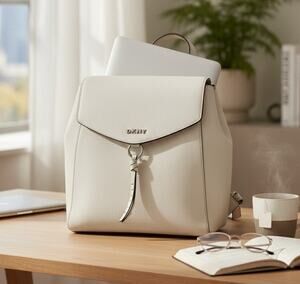 DKNY New York White Cow Leather Backpack Purse Bag 11x10x4 Women's